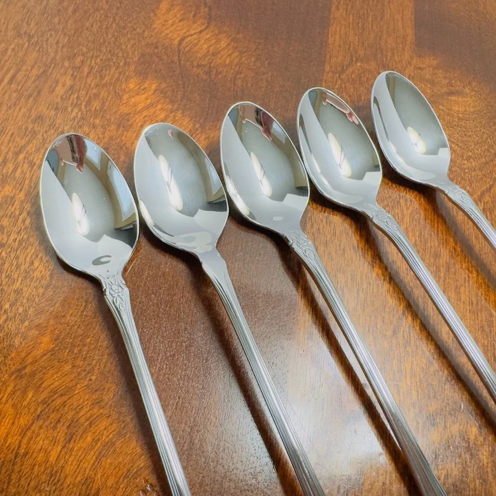 Oneida USA SAMANTHA Stainless Steel Flatware Lot of 5 Iced Tea Spoons